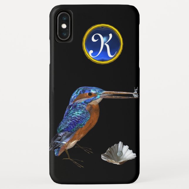 Capa Para iPhone, Case-Mate KINGFISHER BLUE GEMSTONE MONOGRAMA preto (Verso)
