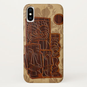 Capa Para iPhone X Koa Wood Tiki Sun Faux Surfboard