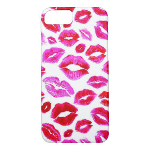 Capa iPhone 8/ 7 Lábios beijo de batom rosa. Maqueamento bonito