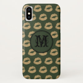 Capa Para iPhone Da Case-Mate Lábios Khaki Monograma Personalizado Gótico