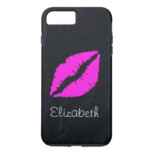 Capa iPhone 8 Plus/7 Plus Lábios Rosa Preto Personalizados Simples