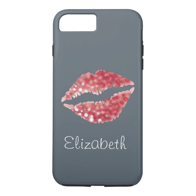 Capa Para iPhone, Case-Mate Lábios Vermelhos Simples de Cinza Personalizada (Verso)