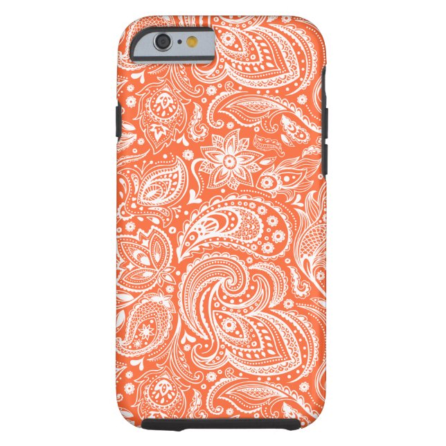 Capa Para iPhone, Case-Mate Lace dos Damascos de Paisley Retro Laranja e Branc (Verso)