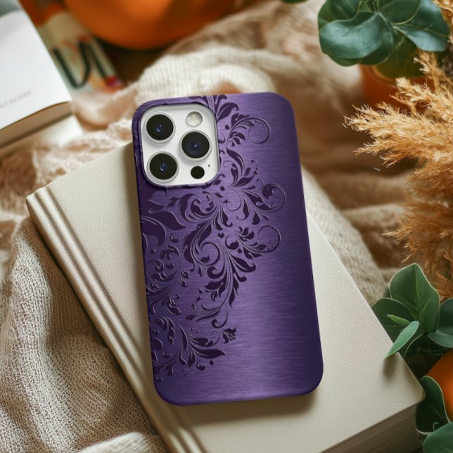 Capa Para iPhone, Case-Mate Lace Floral Roxo Profundo Elegante Em Roxo (Criador carregado)