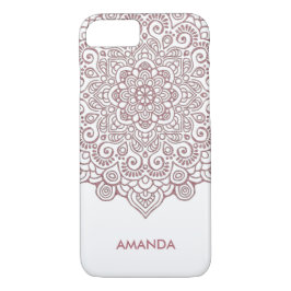 Capa iPhone 8/ 7 Lace Mandala, branco, Lace Intricate, Rosa Dourado