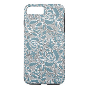 Capa iPhone 8 Plus/7 Plus Lace sem costura rosa retro romântico vintage azu