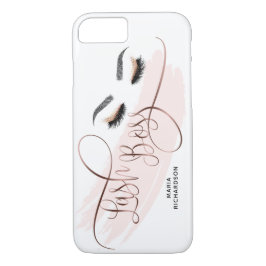 Capa iPhone 8/ 7 Lash Boss Makeup Eyebrow Olhos Lashes Rosa Dourado