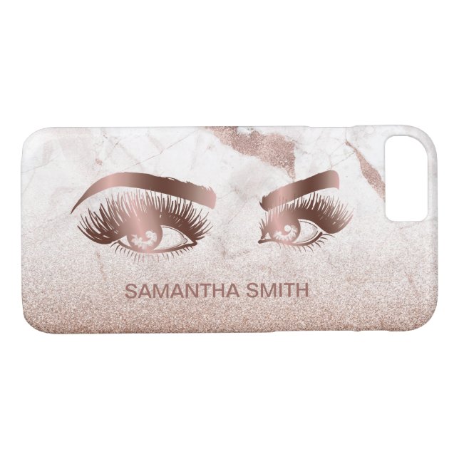 Capa Para iPhone, Case-Mate Lashes Moderno Rosa Dourado Marble Makeup Artista (Verso (Horizontal))