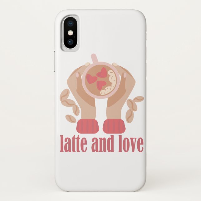 Capa Para iPhone, Case-Mate Latite e xícara de amor, mãos e café (Verso)