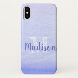 Capa Para iPhone Da Case-Mate Lavanda Roxo Nome inicial do Cubo de Aquarela
