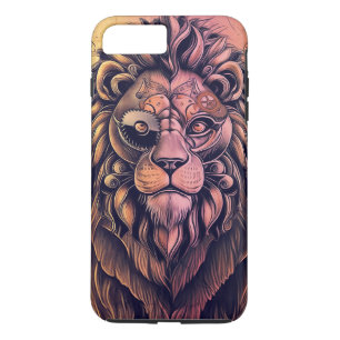 Capa iPhone 8 Plus/7 Plus Leão Russo de Gradação de Cor Steampunk