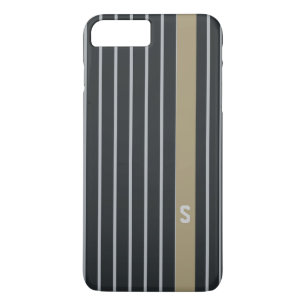 Capa iPhone 8 Plus/7 Plus Legal masculino moderno preto cinza listras monogr