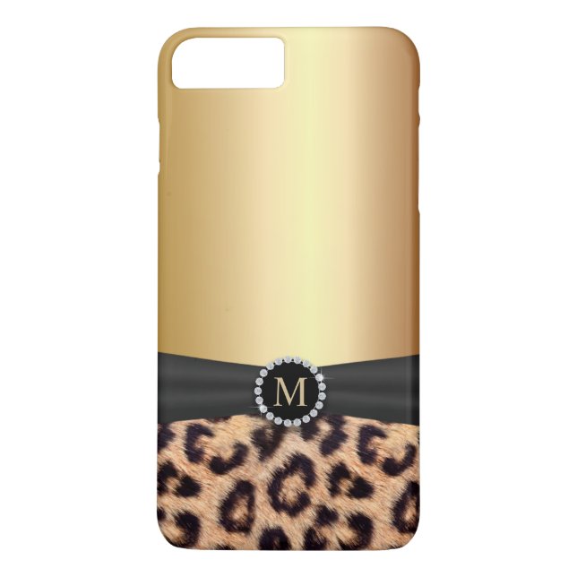 Capa Para iPhone, Case-Mate Leopardo Dourado moderno do monograma (Verso)