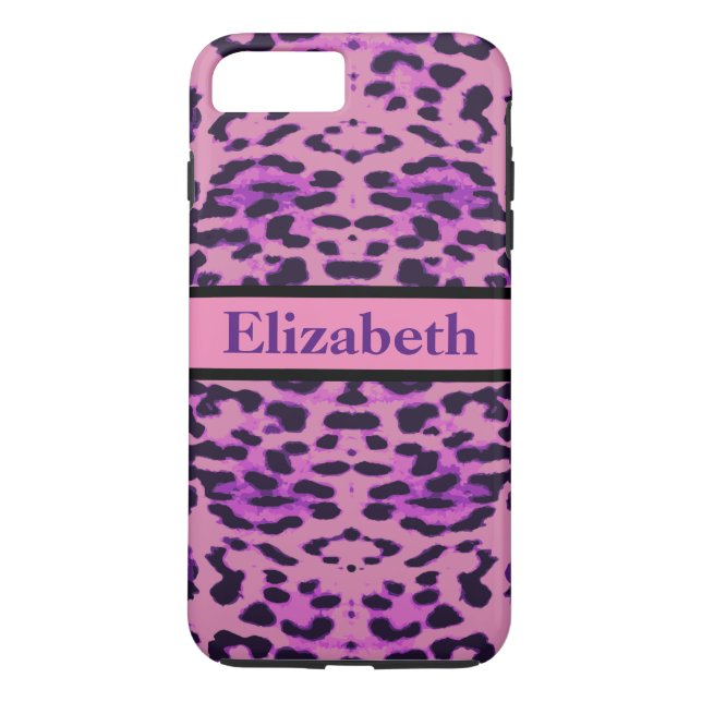 Capa Para iPhone, Case-Mate Leopardo Rinestone Púrpura Personalizado (Verso)