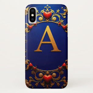 Capa Para iPhone Da Case-Mate Letra A Dourada Elegante Rodeada por Corações