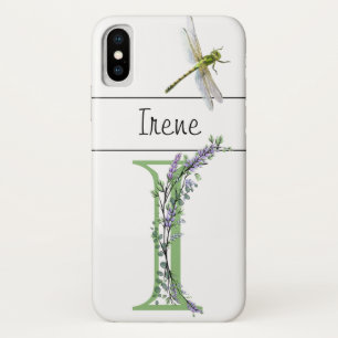 Capa Para iPhone Da Case-Mate Letra alfabética I Lavanda Eucalyptus Dragonfly