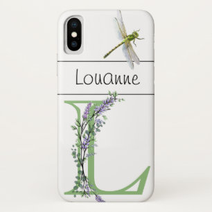 Capa Para iPhone Da Case-Mate Letra alfabética L Lavanda Eucalyptus Dragonfly