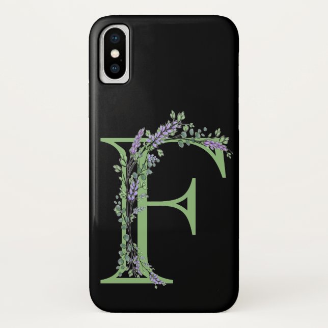 Capa Para iPhone, Case-Mate Letra alfabética legante F Lavanda Eucalyptus (Verso)