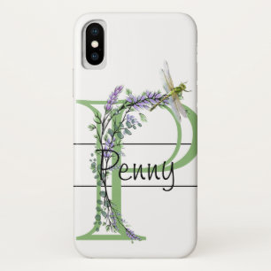 Capa Para iPhone Da Case-Mate Letra alfabética P, Dragonfly Lavanda
