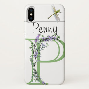 Capa Para iPhone Da Case-Mate Letra alfabética P, Dragonfly Lavanda