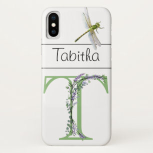 Capa Para iPhone Da Case-Mate Letra alfabética T Lavanda Eucalyptus Dragonfly