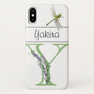 Capa Para iPhone Da Case-Mate Letra alfabética Y Lavanda Eucalyptus Dragonfly