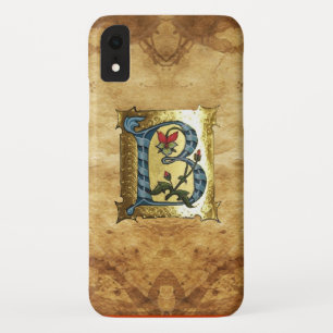 CAPA PARA iPhone XR LETRA AZUL DO OURO B COM MONOGRAMA DAS FLORES