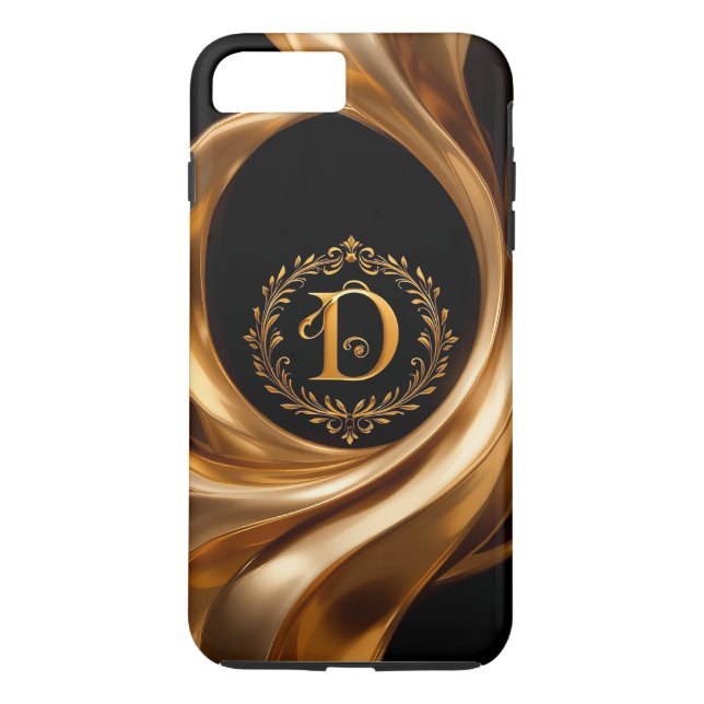 Capa Para iPhone, Case-Mate Letra D de Monograma Dourado Elegante (Verso)