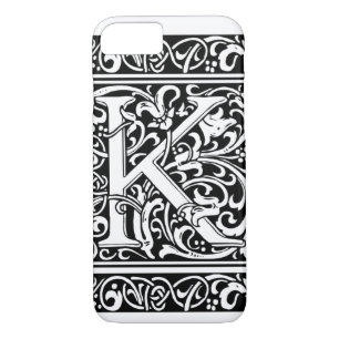 Capa iPhone 8/ 7 Letra K Monograma Medieval Art Nouveau