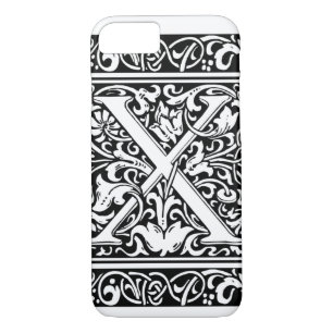 Capa iPhone 8/ 7 Letra X Monograma Medieval Art Nouveau