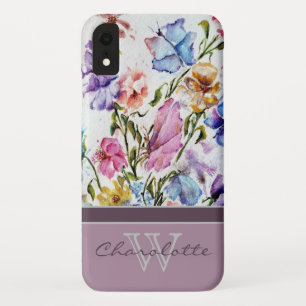 Capa Para iPhone Da Case-Mate Lilac Modern Floral e Butterfly Nome Monograma