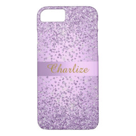 Capa iPhone 8/ 7 Lilac Purple Crystal Sparkle Glitter Personalizáve