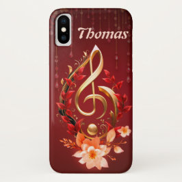 Capa Para iPhone Da Case-Mate Limpa ouro com folhas vermelhas.