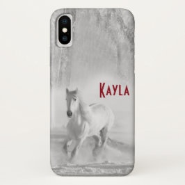 Capa Para iPhone X Linda galopagem do Cavalo Branco-Árabe