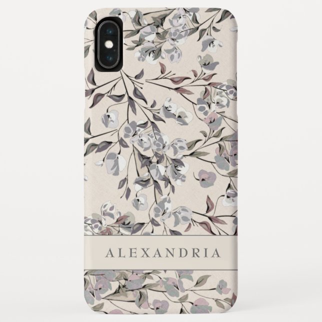 Capa Para iPhone, Case-Mate Linen Beige Floral | Personalizado (Verso)