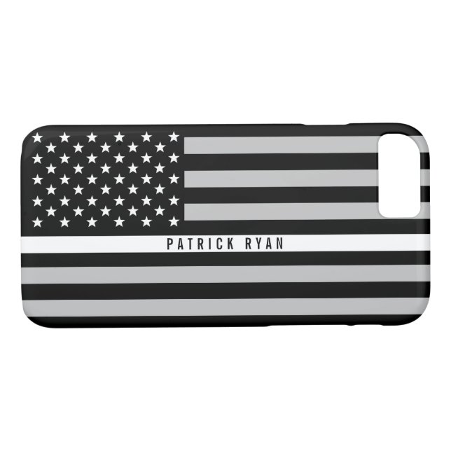 Capa Para iPhone, Case-Mate Linha branca fina bandeira americana do EMS (Verso (Horizontal))