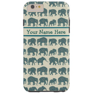 Capa Tough Para iPhone 6 Plus Linhas do Caso Paisley Elephants Beige iPhone 6 Pl