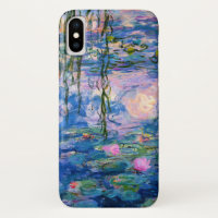 Lírios de água de Monet com reflexões da lagoa
