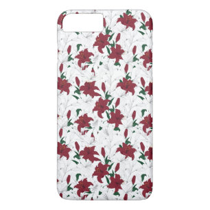 Capa iPhone 8 Plus/7 Plus Lírios de Natal Vermelho e Branco