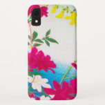 Capa Para iPhone XR Lírios do dia japonês - magenta, azul amarelo<br><div class="desc">Detalhe de uma antiga aquarela japonesa - lírios magenta,  flores amarelas e brancas,  com água azul - melhorada digitalmente</div>