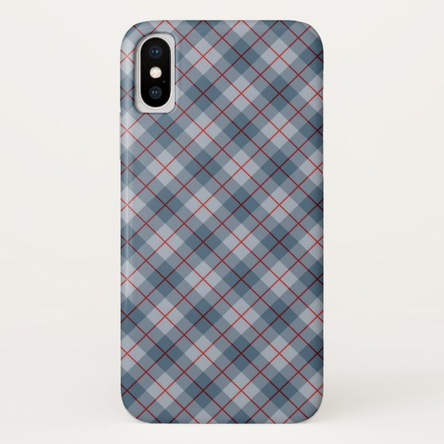 Capa Para iPhone, Case-Mate Listra Azul-Vermelha da xadrez diagonal (Verso)