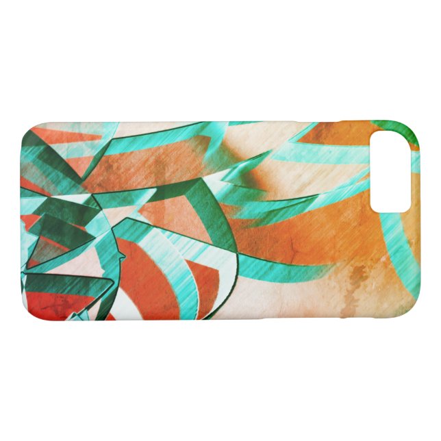 Capa Para iPhone, Case-Mate Listras azuis ou cianas sobre laranja avermelhada  (Verso (Horizontal))