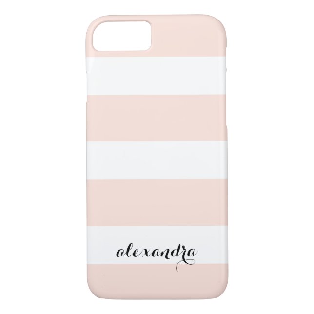 Capa Para iPhone, Case-Mate Listras Chic Rosa e White Stripes (Verso)