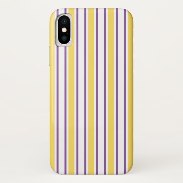 Capa Para iPhone, Case-Mate Listras de doce amarelas, roxas e brancas (Verso)