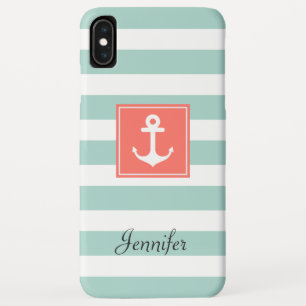 Capa Para iPhone Da Case-Mate Listras náuticas corais modernas do branco da
