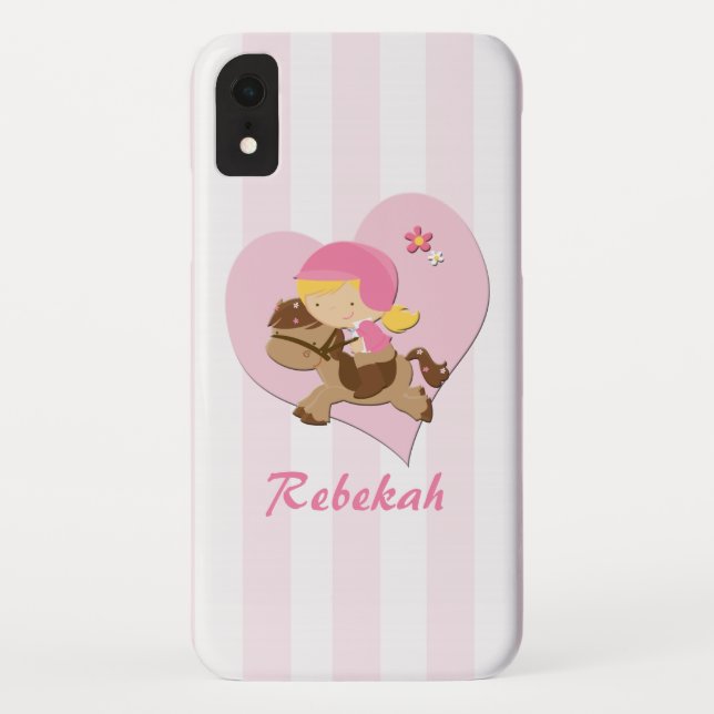 Capa Para iPhone, Case-Mate Listras personalizadas do rosa da equitação do (Verso)