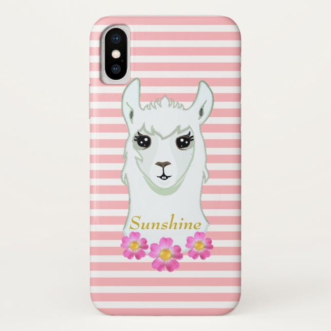 Capa Para iPhone, Case-Mate Llama Queen a rosa e branco (Verso)