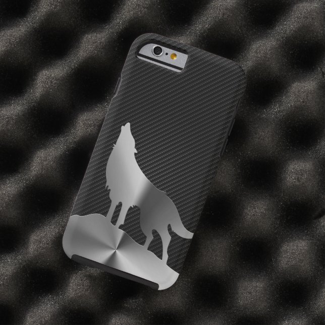 Capa Para iPhone, Case-Mate Lobo metálico do urro com fibra do carbono (In Loco)