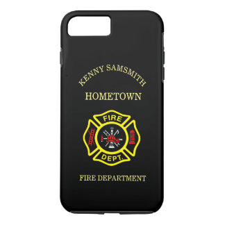 Capa iPhone 8 Plus/7 Plus Logotipo do Corpo de Bombeiros Crachá Preto e Amar