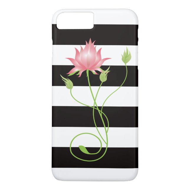 Capa Para iPhone, Case-Mate Lótus Rosa Moderno Stripe Floral (Verso)